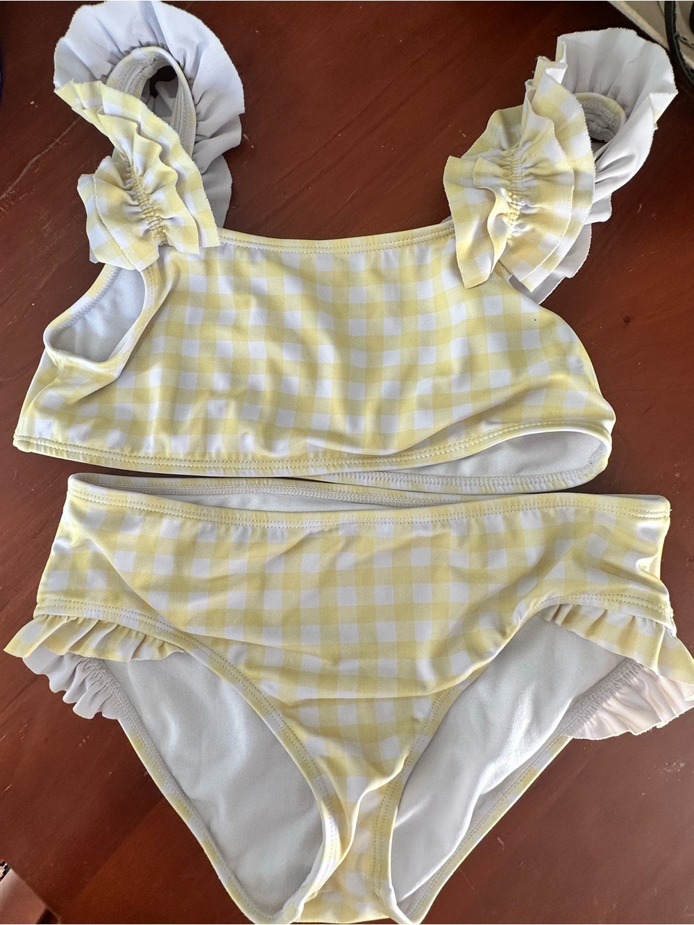 Janie and Jack Yellow and White Gingham Ruffle Two-Piece size 12